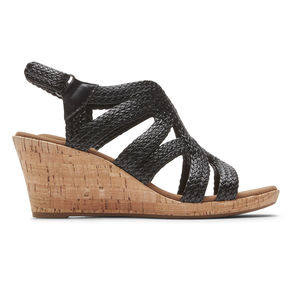 Sandalias Rockport Mujer Mexico - Briah Braided Negros - AOKHD9573